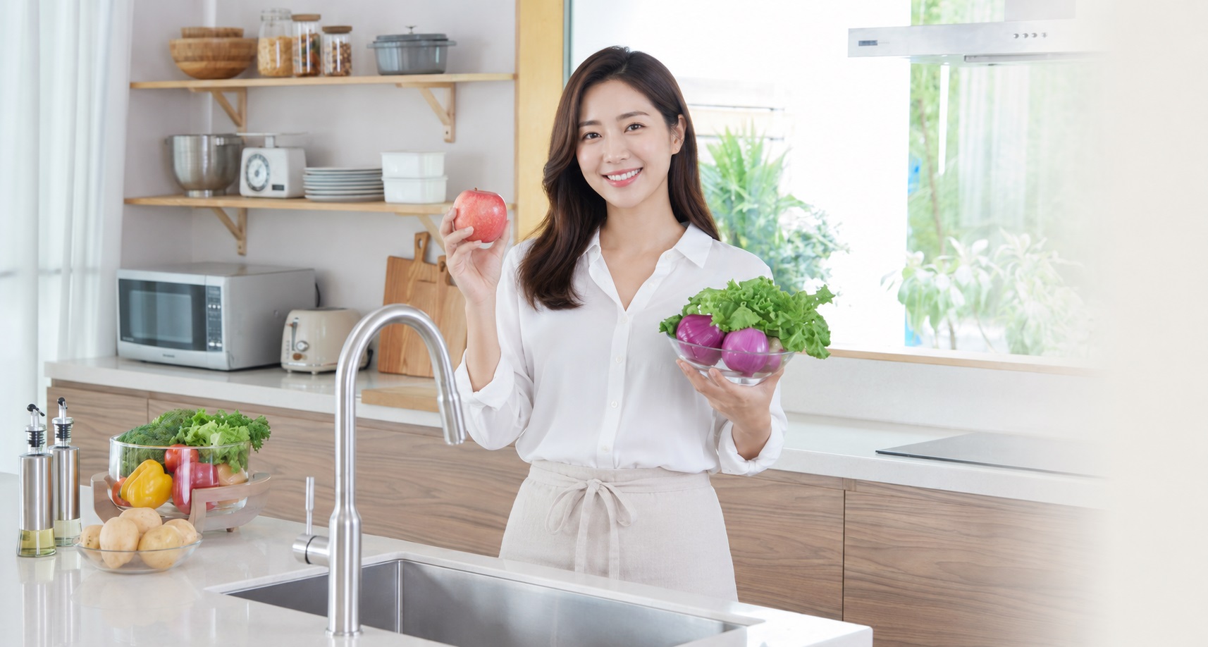 Ngâm rửa rau củ bằng nước diệt khuẩn Plasma CAESAR